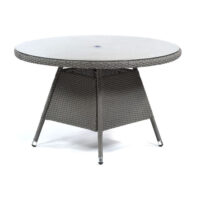 Onyx Rattan Small Round Dining Table With Glass Top In Dark Grey