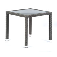 Onyx Rattan Square Dining Table With Glass Top In Dark Grey