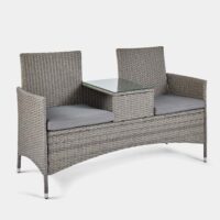 Grey Rattan Garden Loveseat