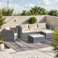 Garden Furniture Set 5PCS Rattan Modular Corner Sofa Set (2026 New Version) Grey