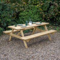 Forest Large Rectangular Wooden Garden Picnic Table 5â11 x 5â3 (1.8m x 1.6m)