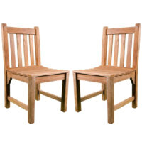 Sierra Teak Wooden Outdoor Side Chairs In Pair