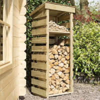 Stanin Narrow Wooden Garden Log Storage Shed In Natural