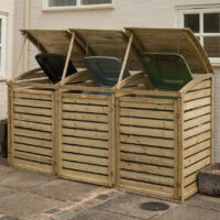 Stapleford Wooden Garden Triple Storage Bin In Natural