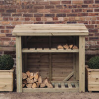 Sylvania Wooden Garden Log Store With Kindling Shelf In Natural