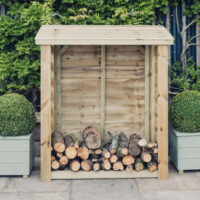 Sylvania Wooden Garden Slatted Log Store In Natural