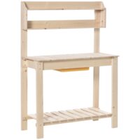Garden Potting Bench Workbench Workstation Table w/ Sliding Tabletop & Dry Sink