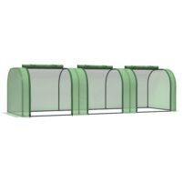 Small Polytunnel Greenhouse Green Grow House Steel Frame for Garden Backyard with Zipper Doors 295x100x80 cm Green