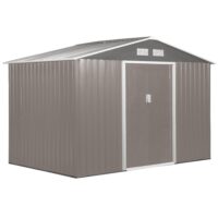 Galvanised 9 x 6' Double Door Reverse Apex Garden Shed With Ventilation Steel Grey by Steadfast