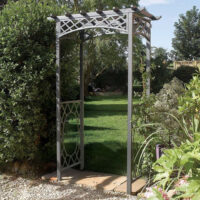 Worsley Metal Garden Arch In Gunmetal Grey